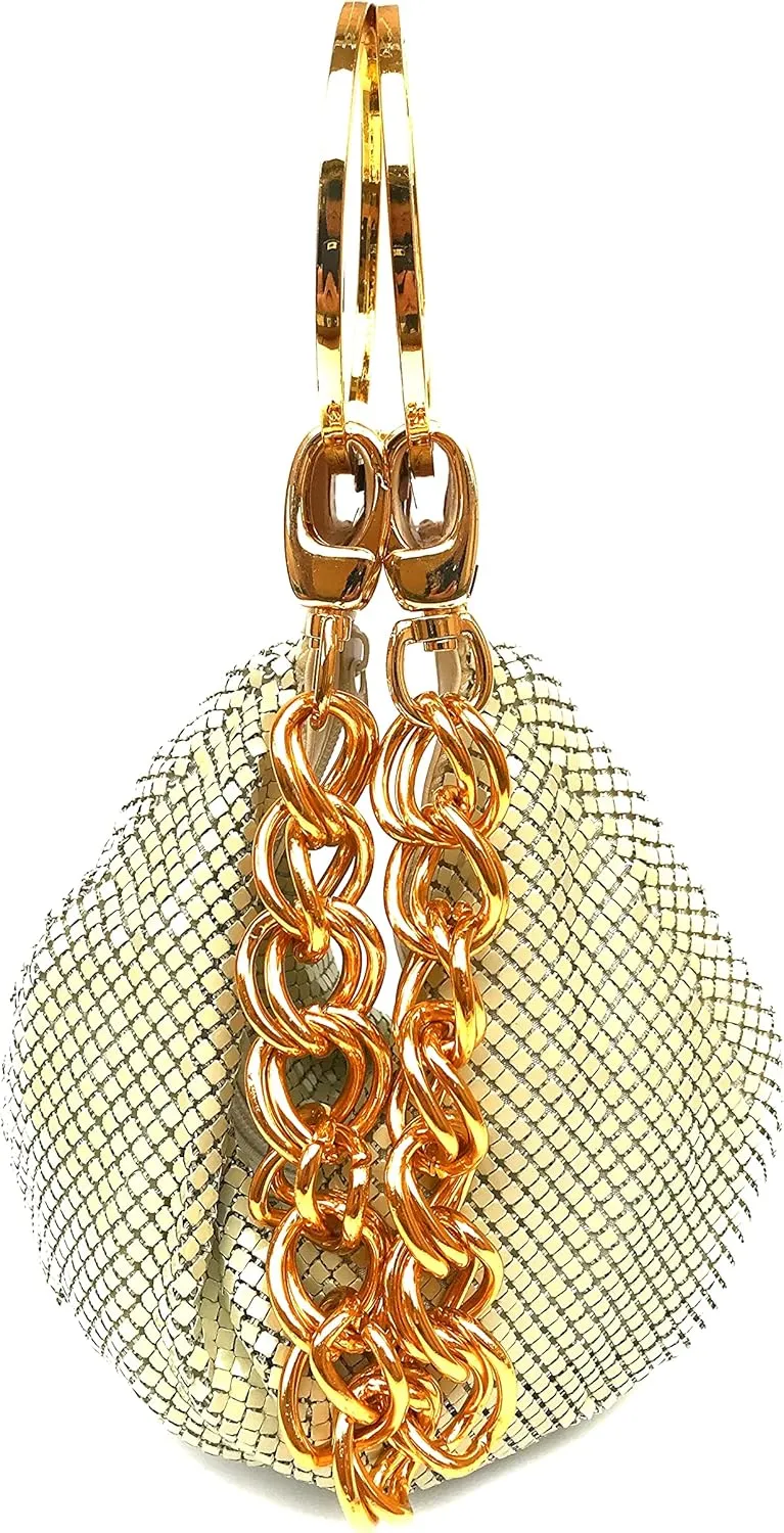 Multiways clutch metal mesh hobo bag evening purse for Cocktail Party Prom Wedding Banquet
