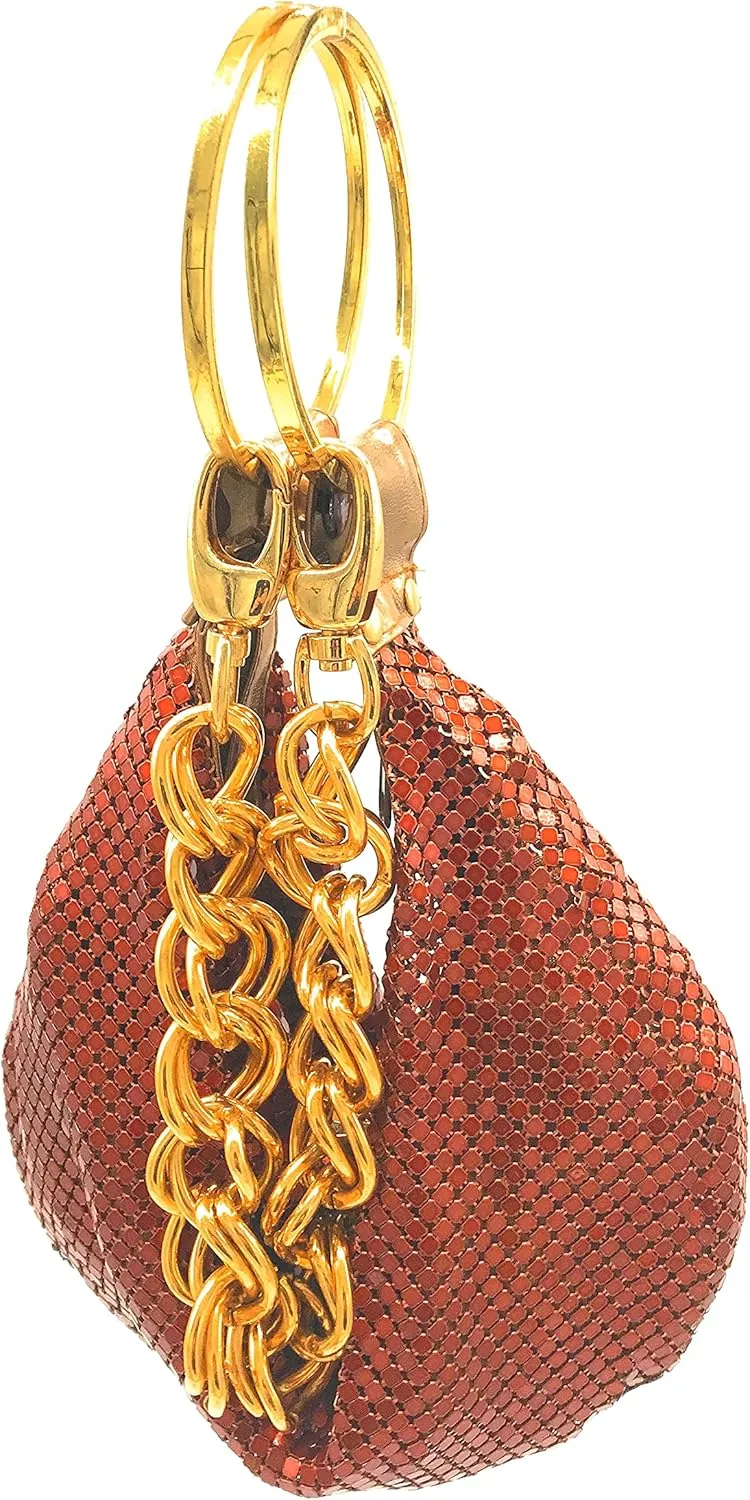 Multiways clutch metal mesh hobo bag evening purse for Cocktail Party Prom Wedding Banquet