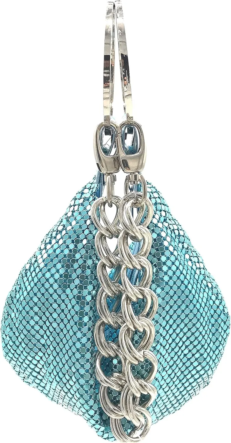 Multiways clutch metal mesh hobo bag evening purse for Cocktail Party Prom Wedding Banquet