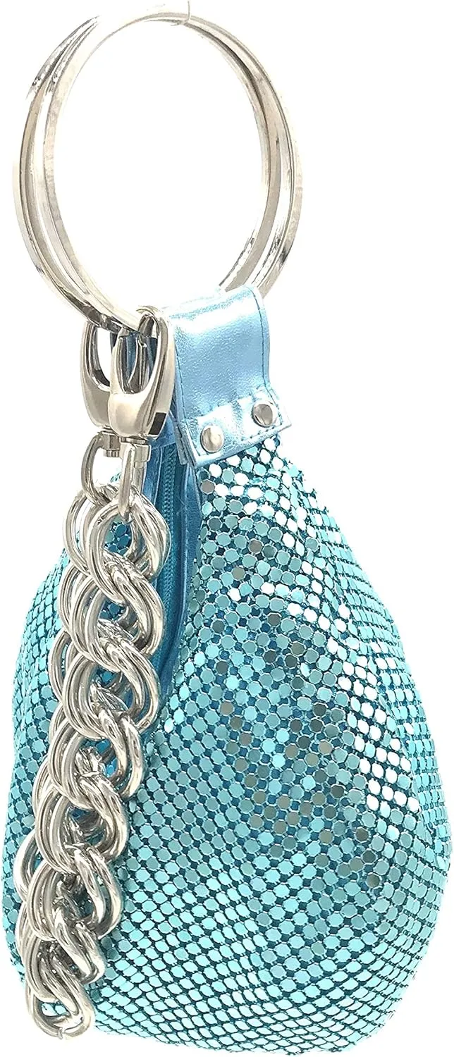 Multiways clutch metal mesh hobo bag evening purse for Cocktail Party Prom Wedding Banquet