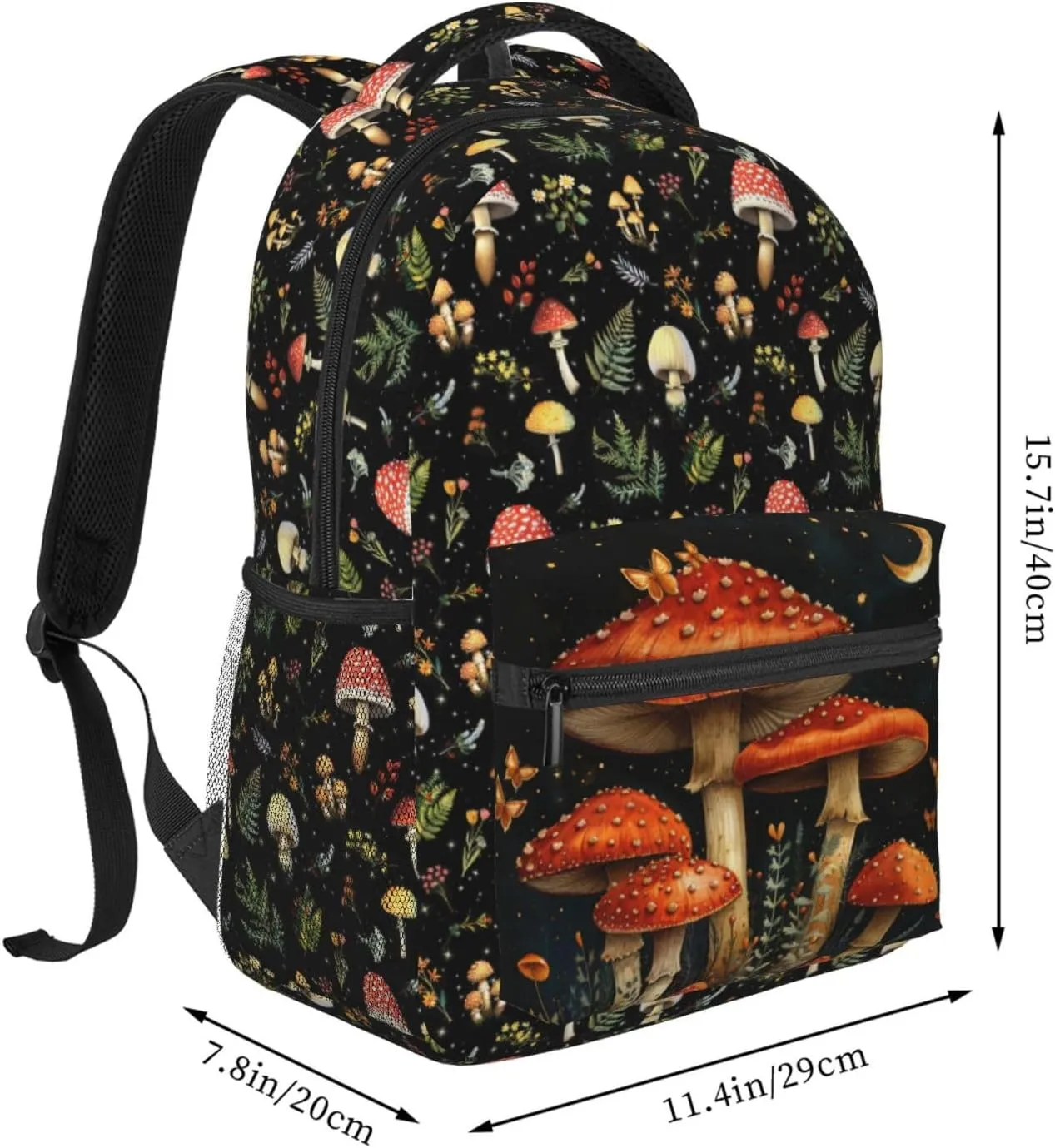 Mushroom Backpack for Boys Girls Bookbags Lightweight Adjustable Elementary Middle High School Bags for Kids Children Teenagers Travel Daypack Laptop Hiking Backpacks