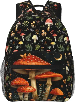 Mushroom Backpack for Boys Girls Bookbags Lightweight Adjustable Elementary Middle High School Bags for Kids Children Teenagers Travel Daypack Laptop Hiking Backpacks