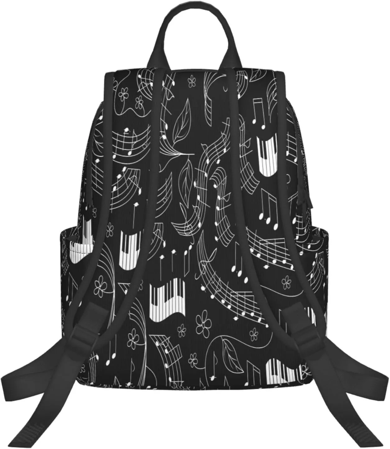 Music Note Flowers Casual Backpacks Large Capacity Laptop Backpack Sports Rucksack Travel Daypack Adjustable Shoulder Strap Work Bag for Outdoor Camping