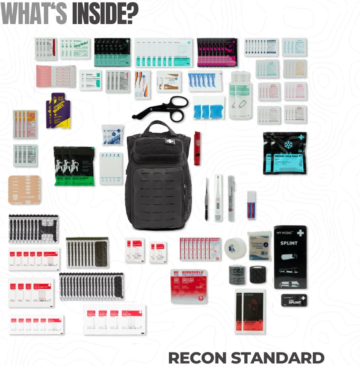 My Medic Recon Standard - HSA FSA First Aid Kit - 200  First Aid and Survival Essentials, Supplies, & Must Have IFAK for Home, Car, Office or Business - Black