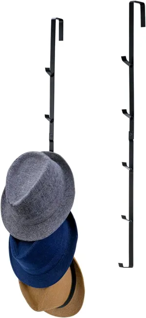 MyGift Black Metal Over The Door Hooks Heavy Duty Hanger for Hats, Coat, Scarf, and Purse, Door Hanging Rack with 5 Hooks, Set of 2