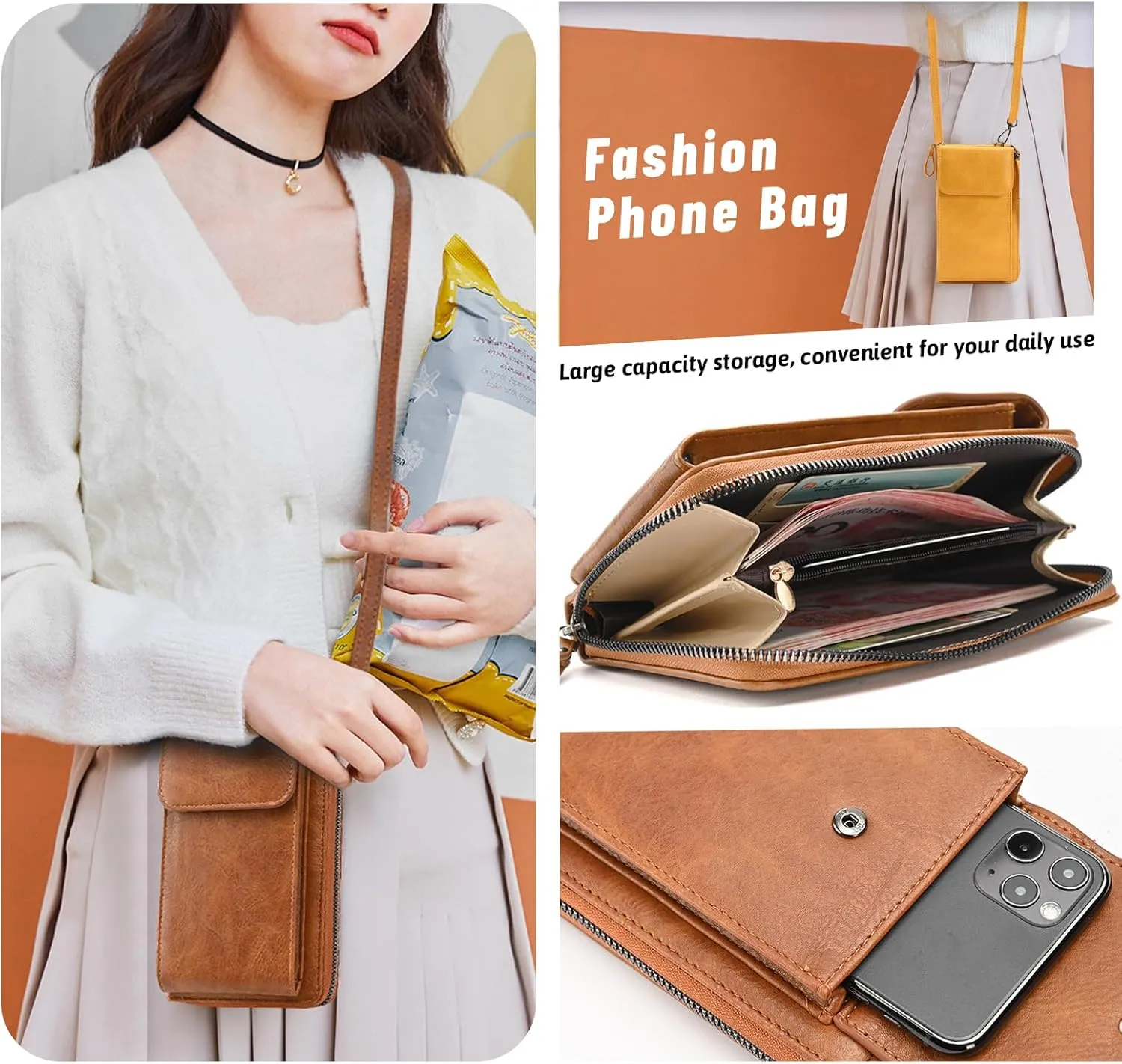 mygreen Leather Small Crossbody Bags for Women - Stylish & Functional Phone Purse with Multiple Pockets