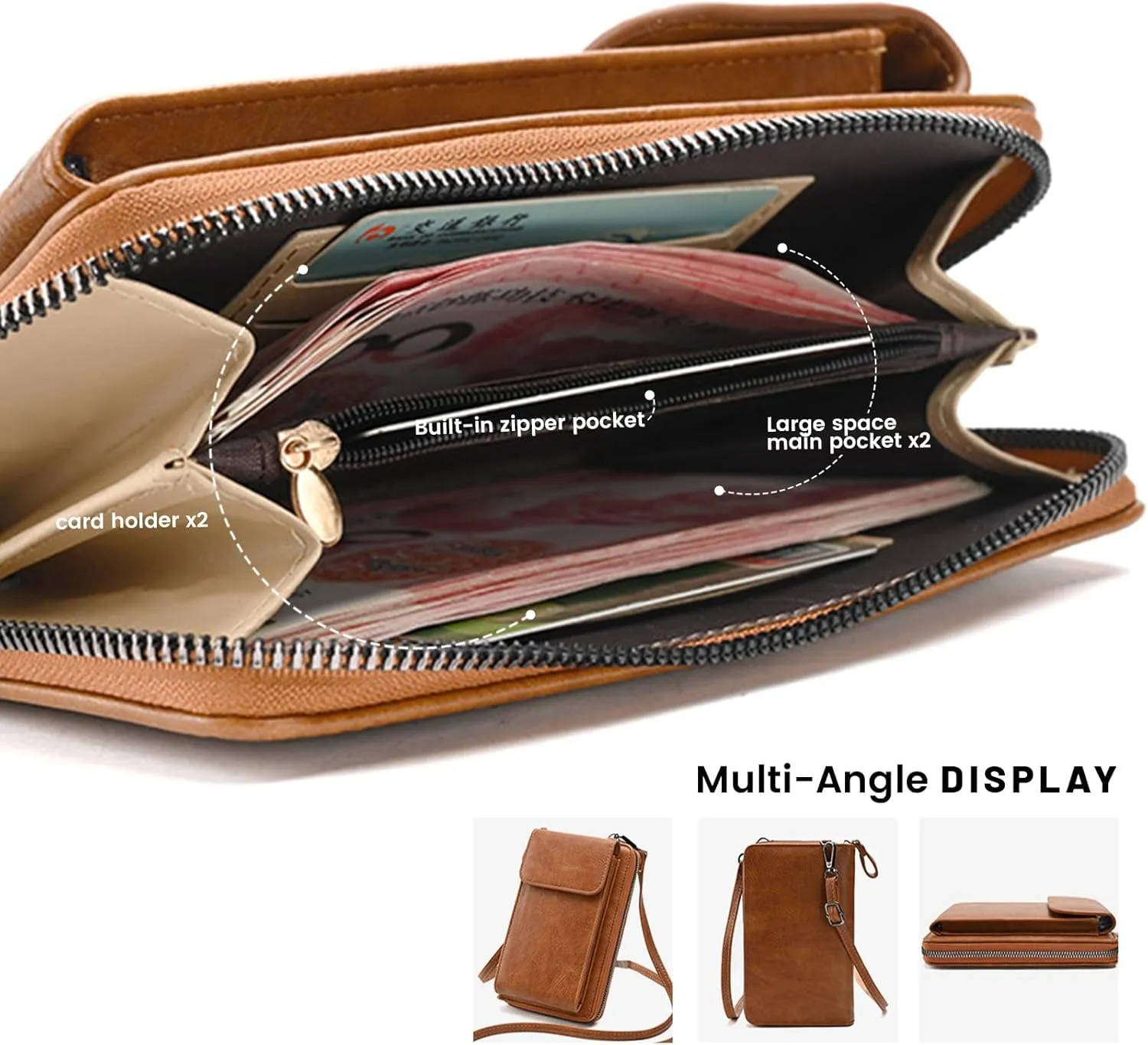 mygreen Leather Small Crossbody Bags for Women - Stylish & Functional Phone Purse with Multiple Pockets