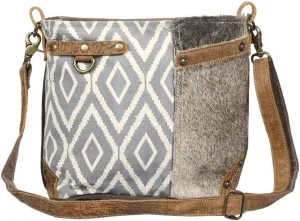 Myra Bag Washed-Out Upcycled Canvas & Cowhide Shoulder Bag S-1343