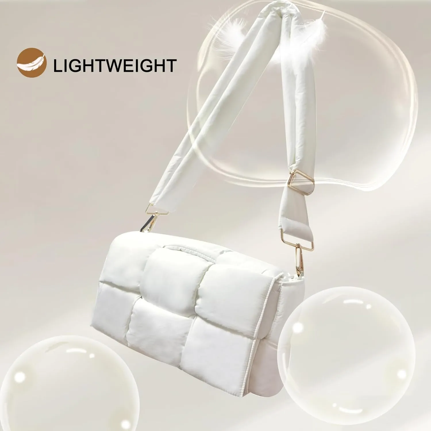 NAARIIAN Shoulder bags for women, Light-weight small puffer purses waterproof, hand-woven puffy bag crossbody handbag