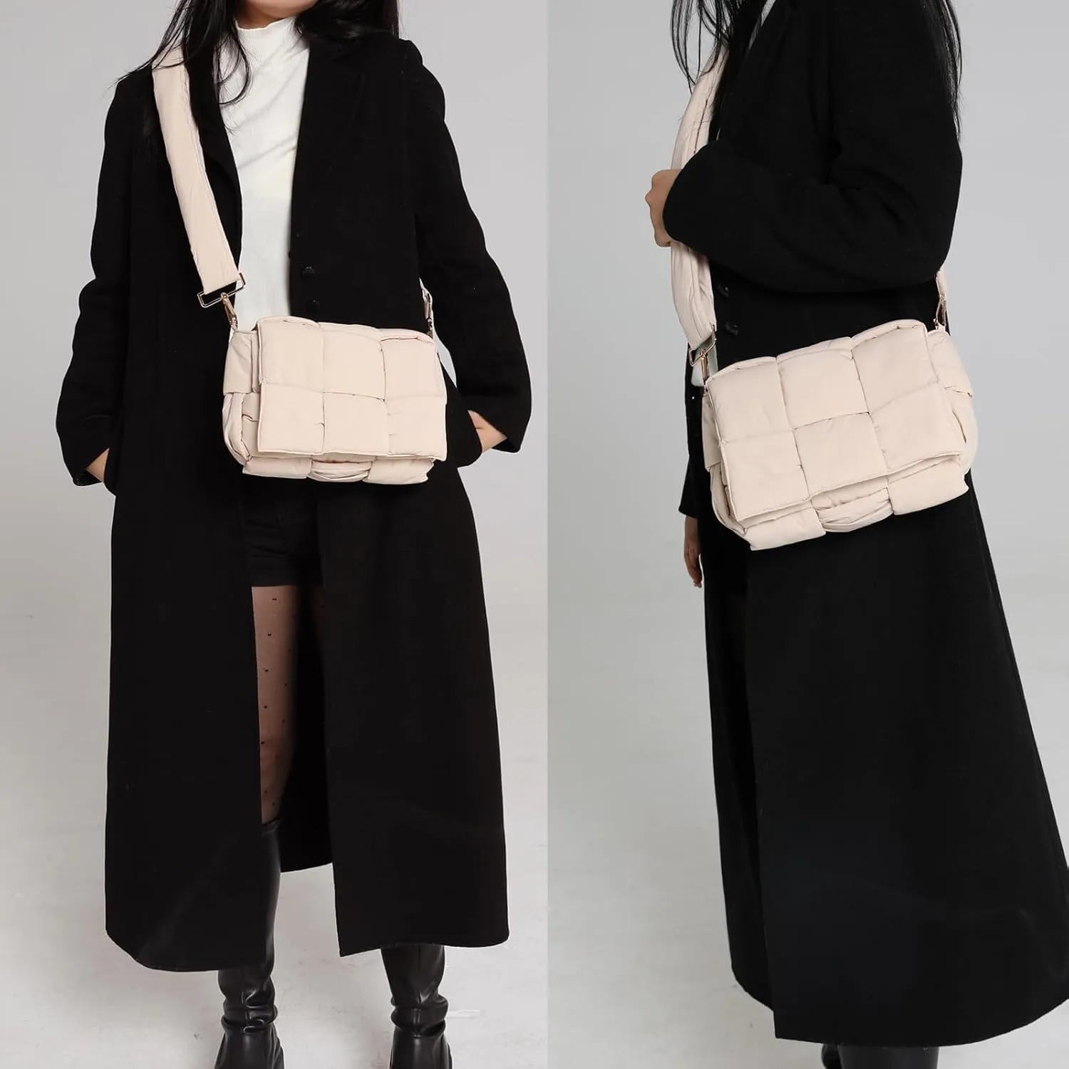NAARIIAN Shoulder bags for women, Light-weight small puffer purses waterproof, hand-woven puffy bag crossbody handbag