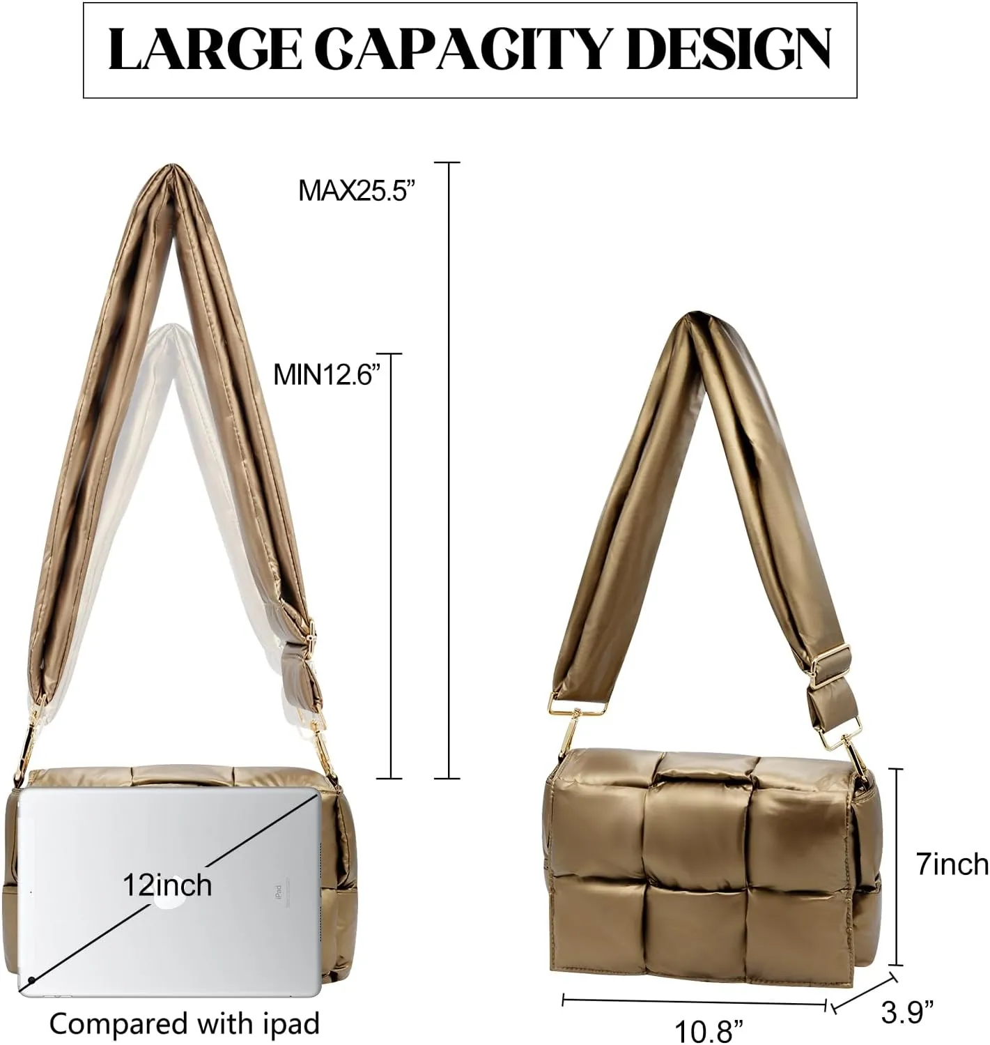 NAARIIAN Shoulder bags for women, Light-weight small puffer purses waterproof, hand-woven puffy bag crossbody handbag