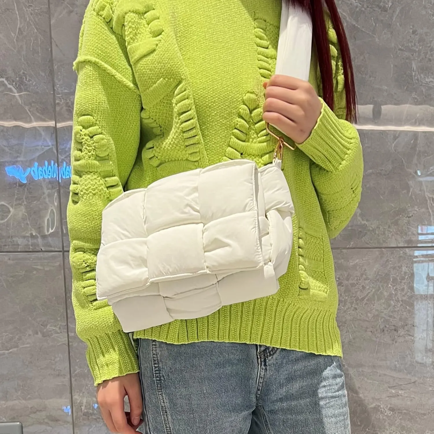 NAARIIAN Shoulder bags for women, Light-weight small puffer purses waterproof, hand-woven puffy bag crossbody handbag