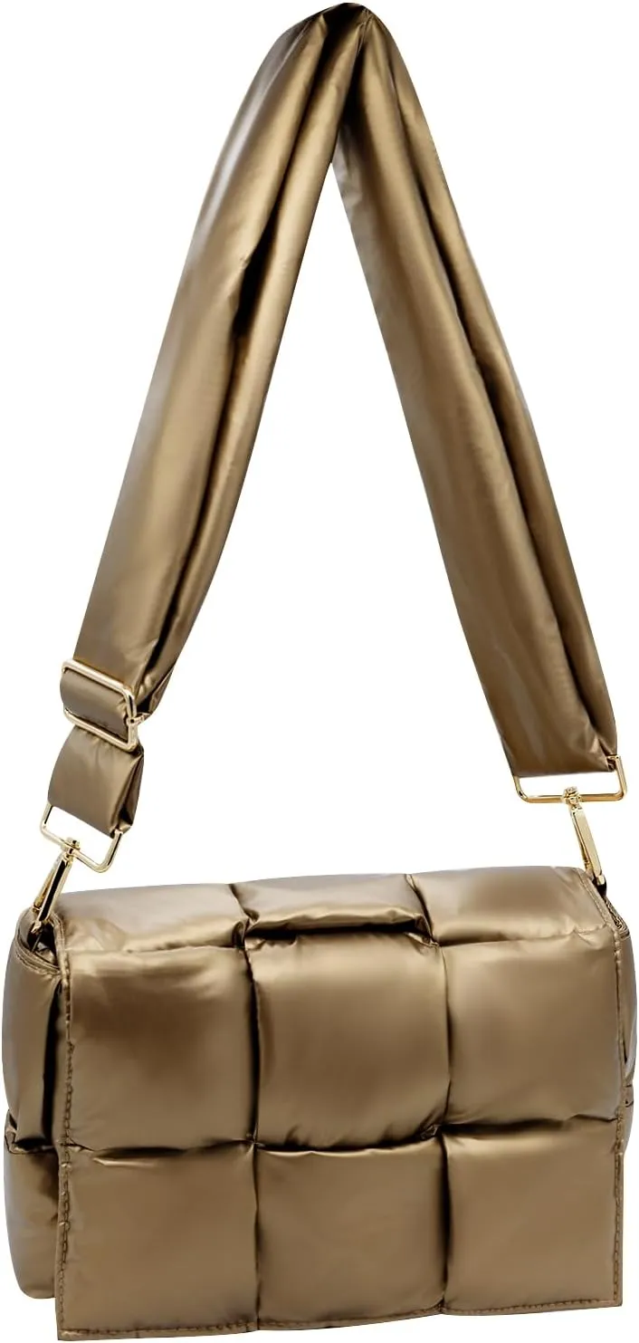 NAARIIAN Shoulder bags for women, Light-weight small puffer purses waterproof, hand-woven puffy bag crossbody handbag