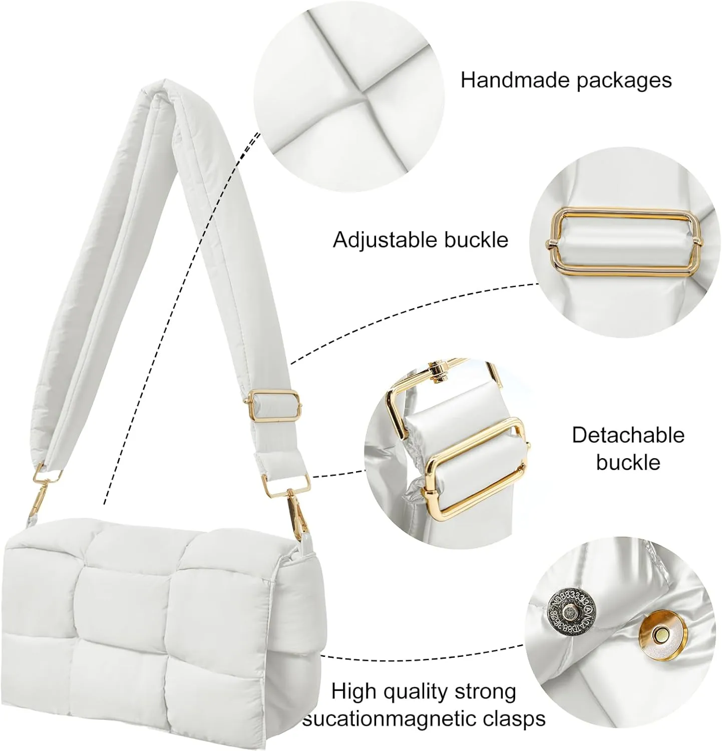 NAARIIAN Shoulder bags for women, Light-weight small puffer purses waterproof, hand-woven puffy bag crossbody handbag