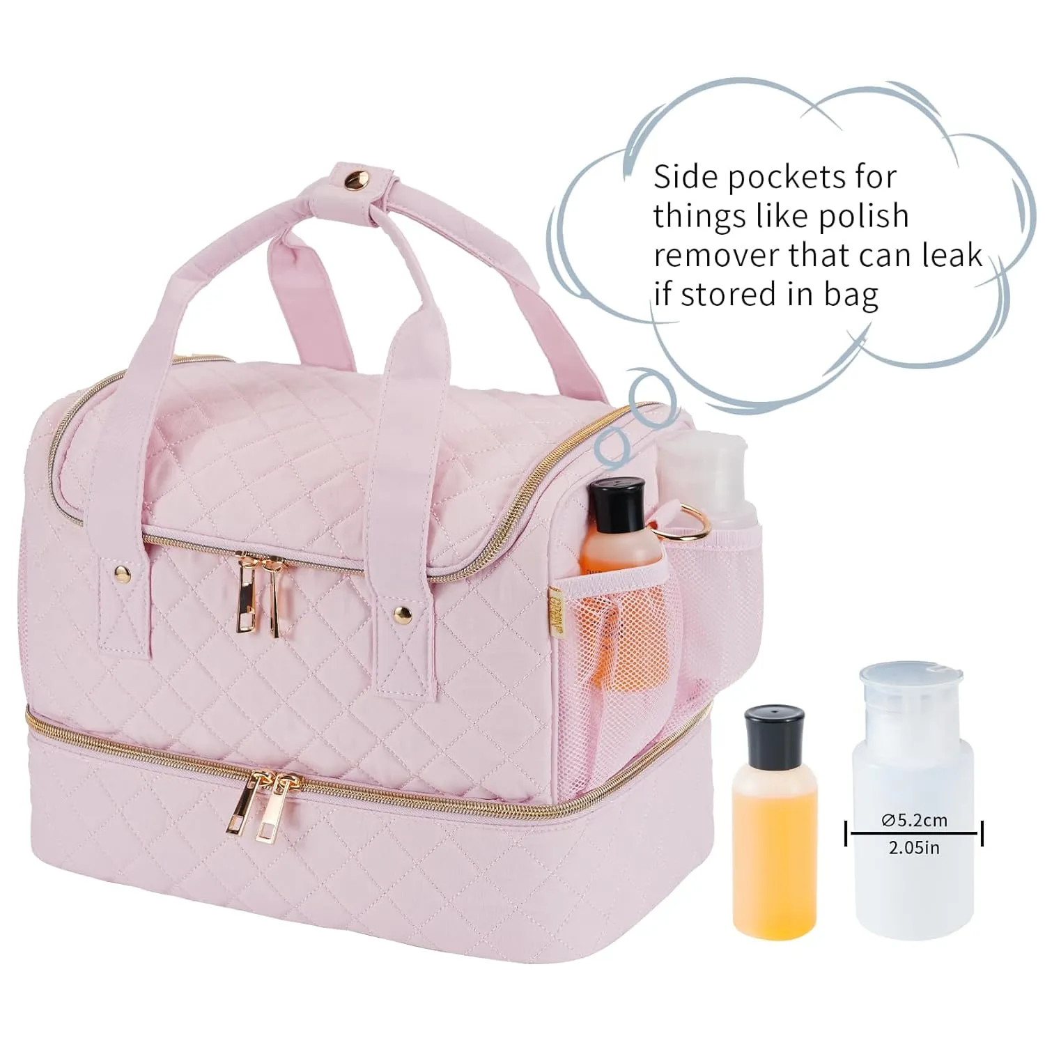 Nail Polish Organizer Case,Nail Storage Organizer Holds Nail Lamp & 50 Bottles Nail Polish,Travel Nail Tech Case,Nail Kit Organizer Bag Fits Nail Supplies & Manicure Tools,Pink (Patented)