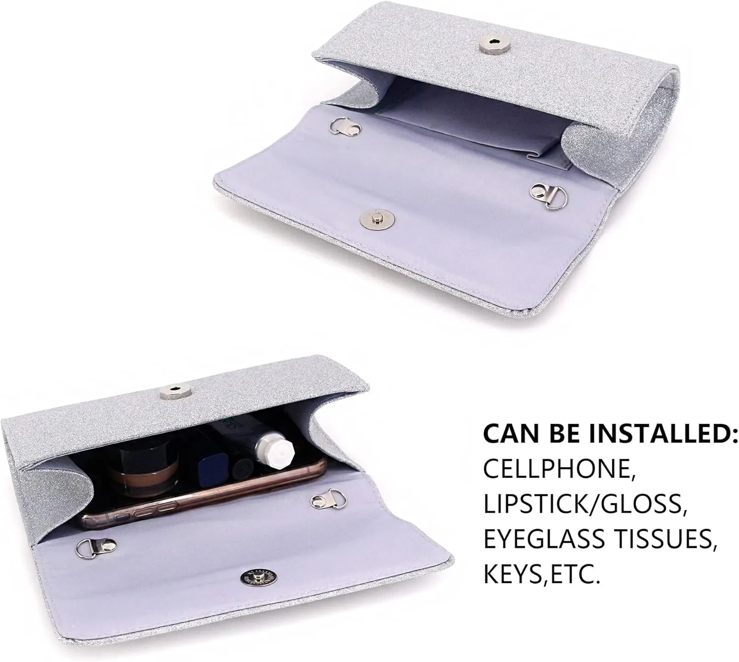 Naimo Flap Dazzling Small Clutch Bag Evening Bag With Detachable Chain