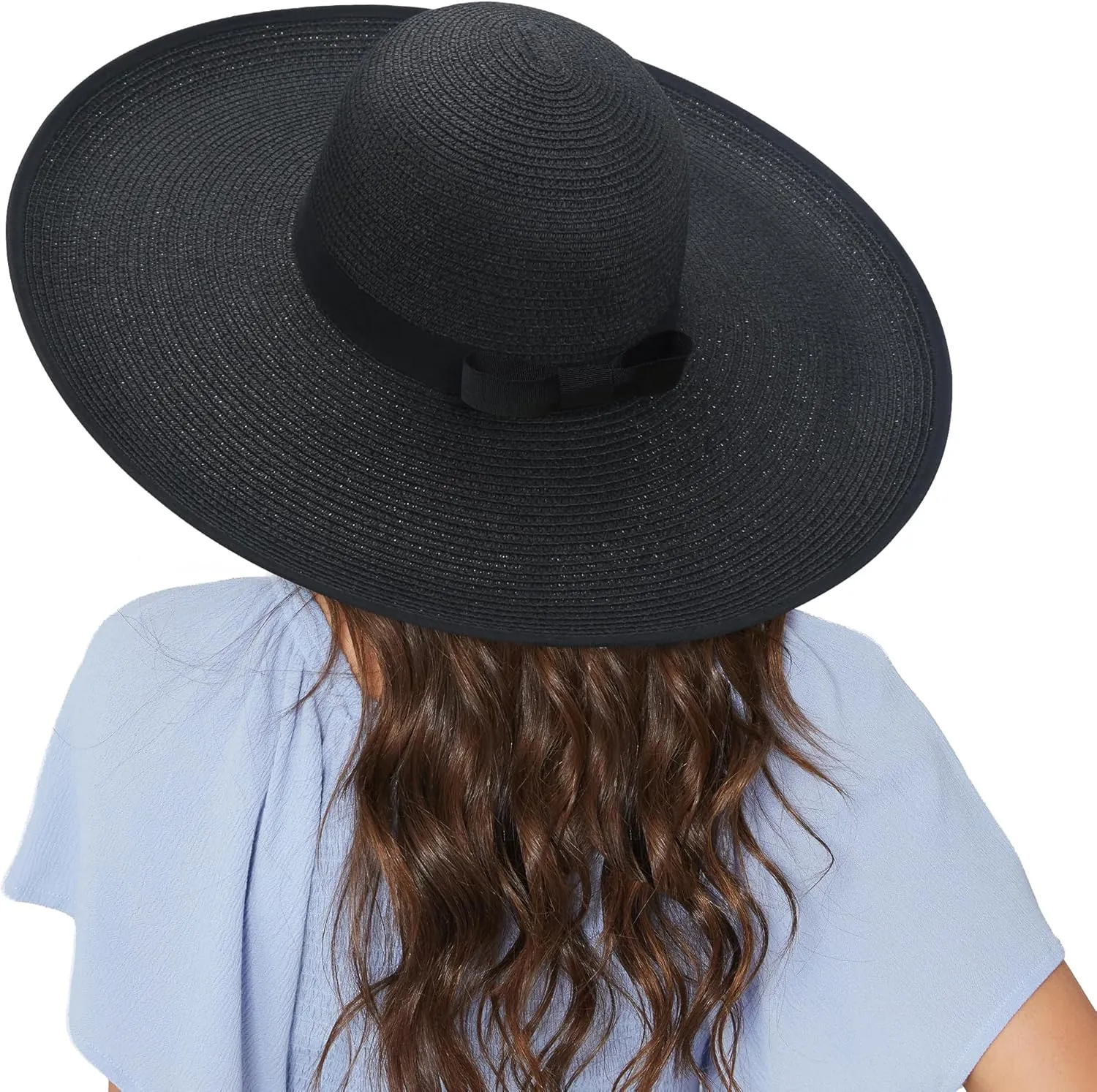 Naivlizer Women Wide Brim Sun Hat UPF50 Straw Summer Hat Floppy Beach Hat Roll-Up