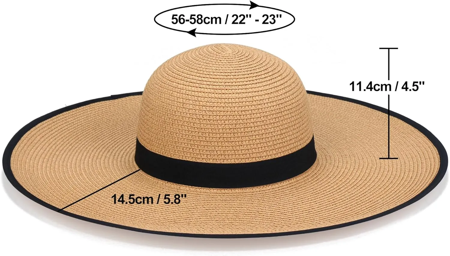 Naivlizer Women Wide Brim Sun Hat UPF50 Straw Summer Hat Floppy Beach Hat Roll-Up