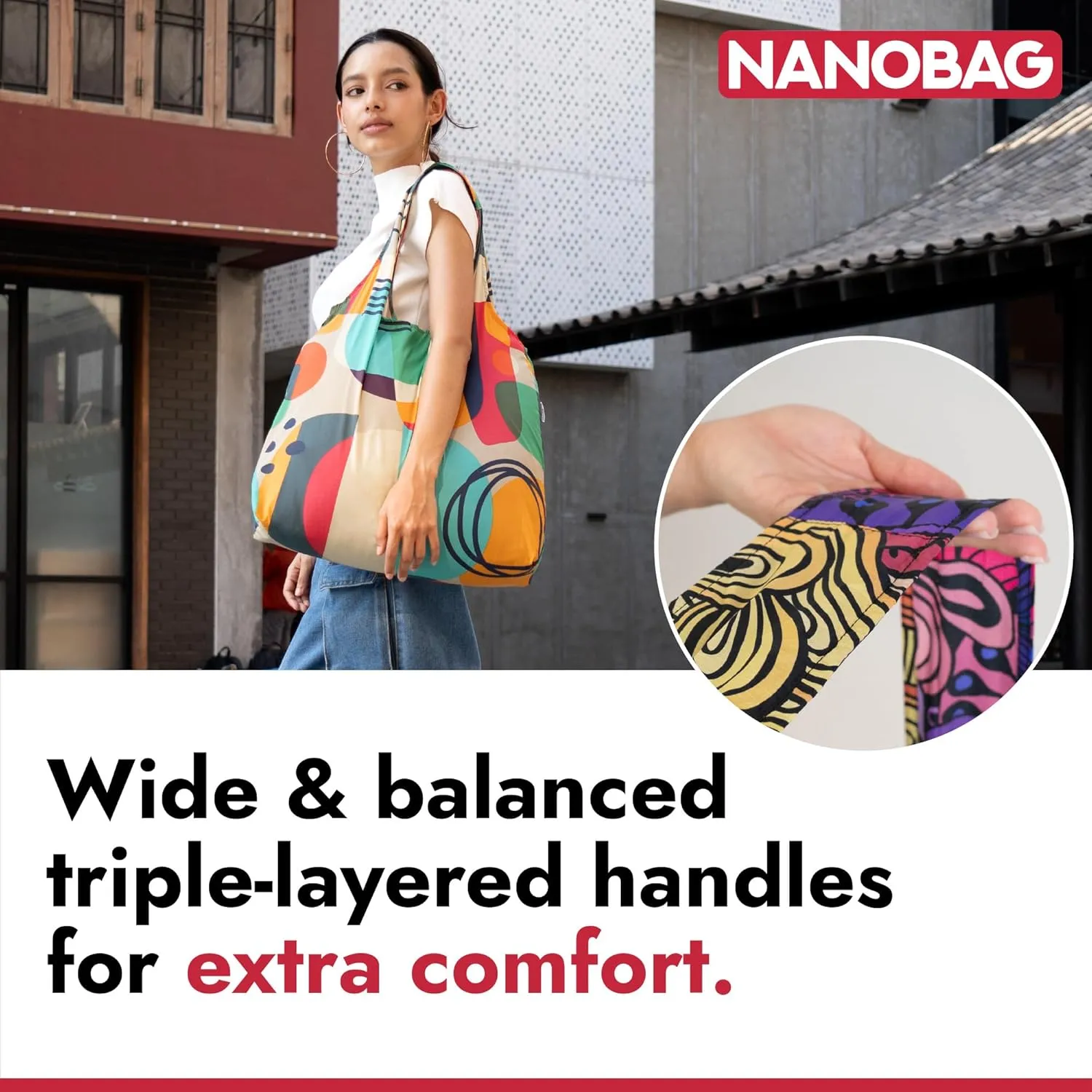 Nanobag Ultra-Lightweight XL Tote Bag | Perfect for Travel, Shopping & Daily Use | Reusable - Tiny - Eco-Friendly (XL, Porcelain)