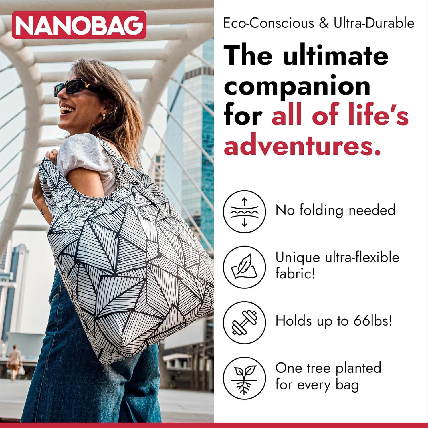 Nanobag Ultra-Lightweight XL Tote Bag | Perfect for Travel, Shopping & Daily Use | Reusable - Tiny - Eco-Friendly (XL, Porcelain)