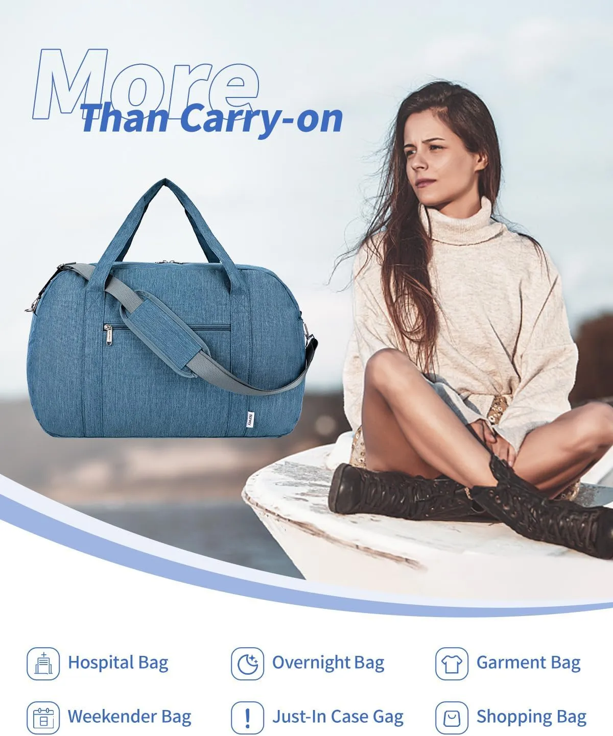 Narwey Carry on Bag 22x14x9 Airlines Approved, Carry on Duffle Bag for Airplane with Wet Pocket, Travel Duffel Bag Luggage Bag Weekender Overnight for Women Men (Navy Blue)