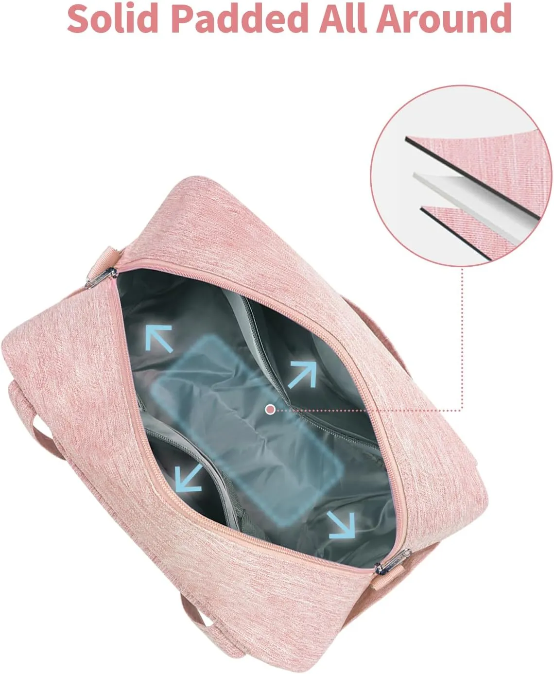 Narwey Carry on Bag 22x14x9 Airlines Approved, Carry on Duffle Bag for Airplane with Wet Pocket, Travel Duffel Bag Luggage Bag Weekender Overnight for Women Men (Pink)