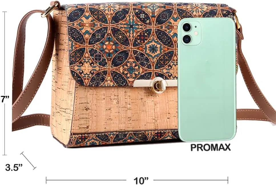 Natural cork zipper Secret key Double latch adjustable shoulder bag purse tote crossbody