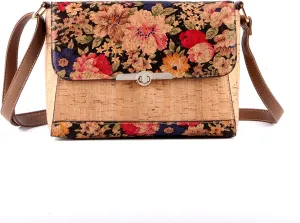 Natural cork zipper Secret key Double latch adjustable shoulder bag purse tote crossbody