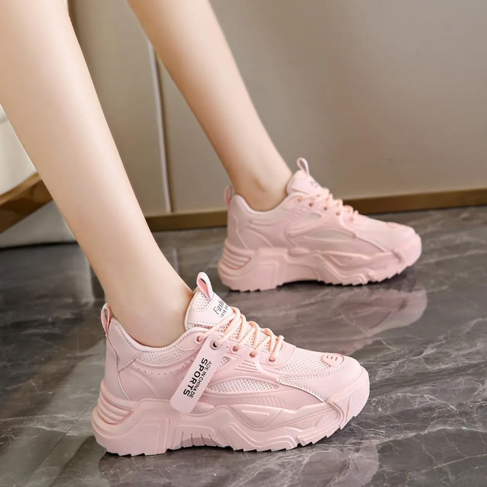 NCNDB Women's Mesh Breathable Walking Sneakers Platform Casual Sports Shoes