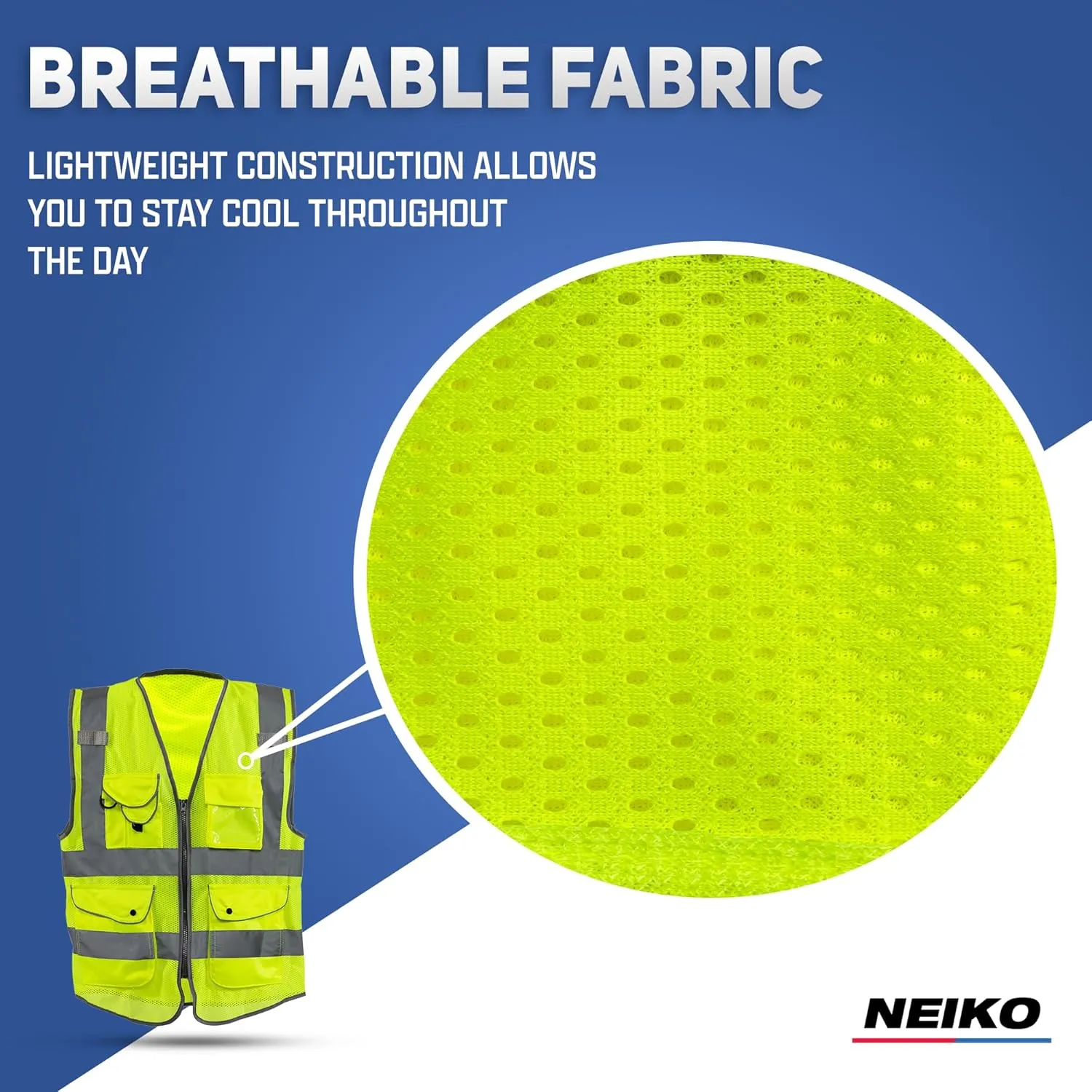 NEIKO Safety Vest, High Visibility Vest with Reflective Strips