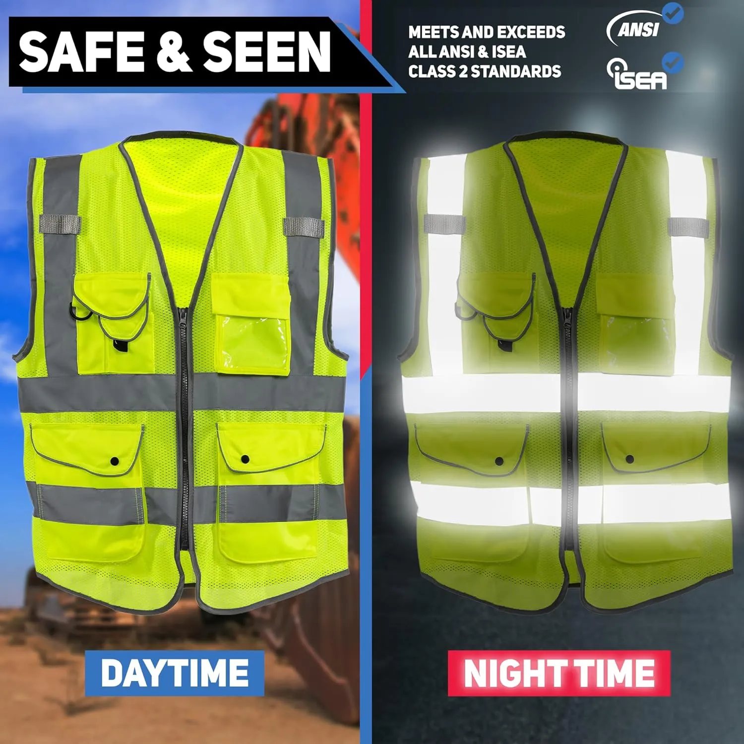 NEIKO Safety Vest, High Visibility Vest with Reflective Strips
