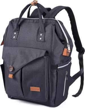 NeoTech Care Diaper Bag Backpack for Baby Girl/Boy, Wide Opening, Multifunction Organizing Pockets (Black)