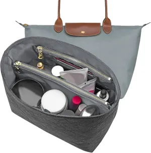 New Dupont Paper Purse Organizer Insert for Longchamp Le Pliage M Handbag Insert (Gray, Medium)