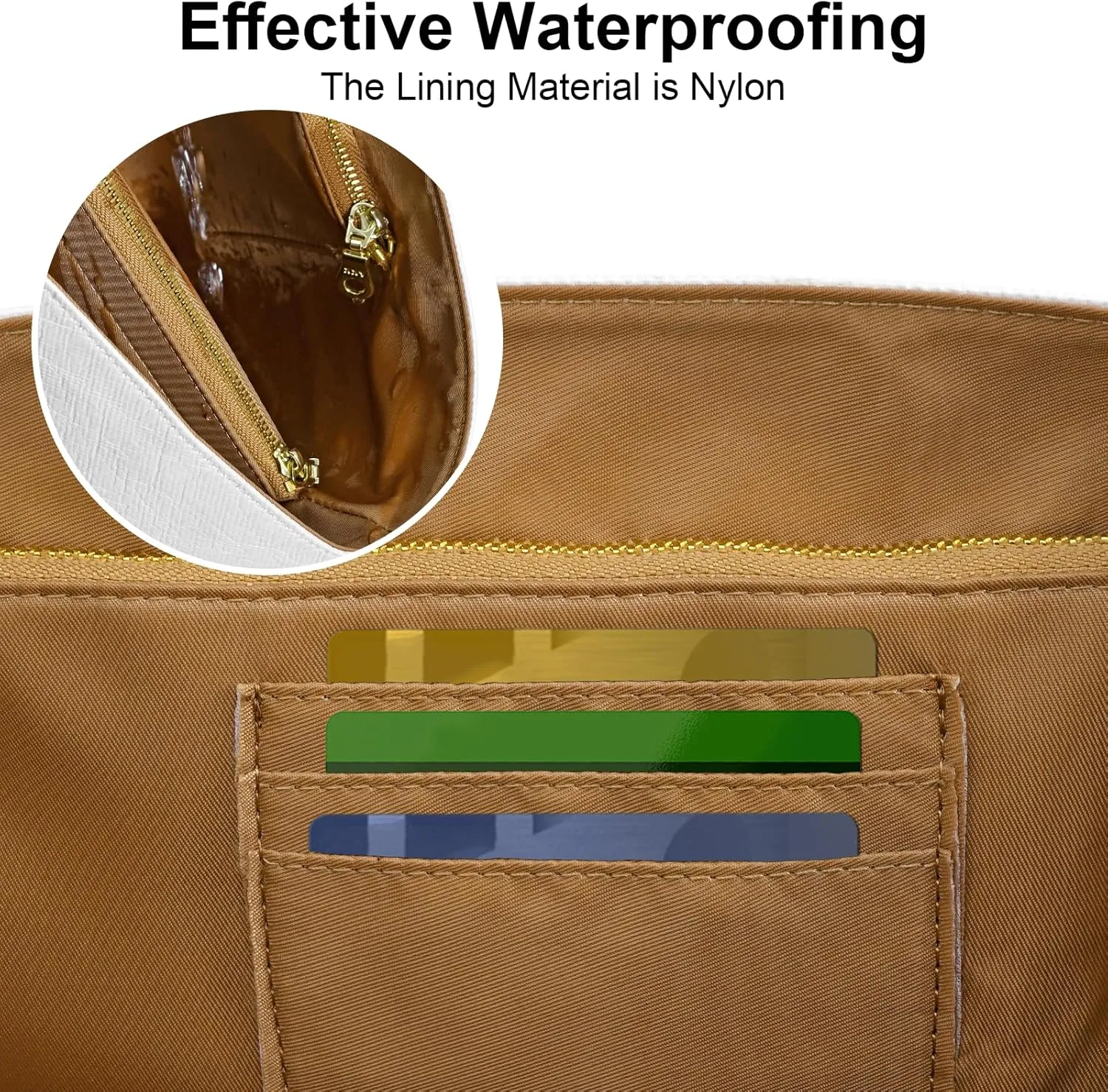 New Dupont Paper Purse Organizer Insert for Longchamp Le Pliage M Handbag Insert (White&Brown, Medium)