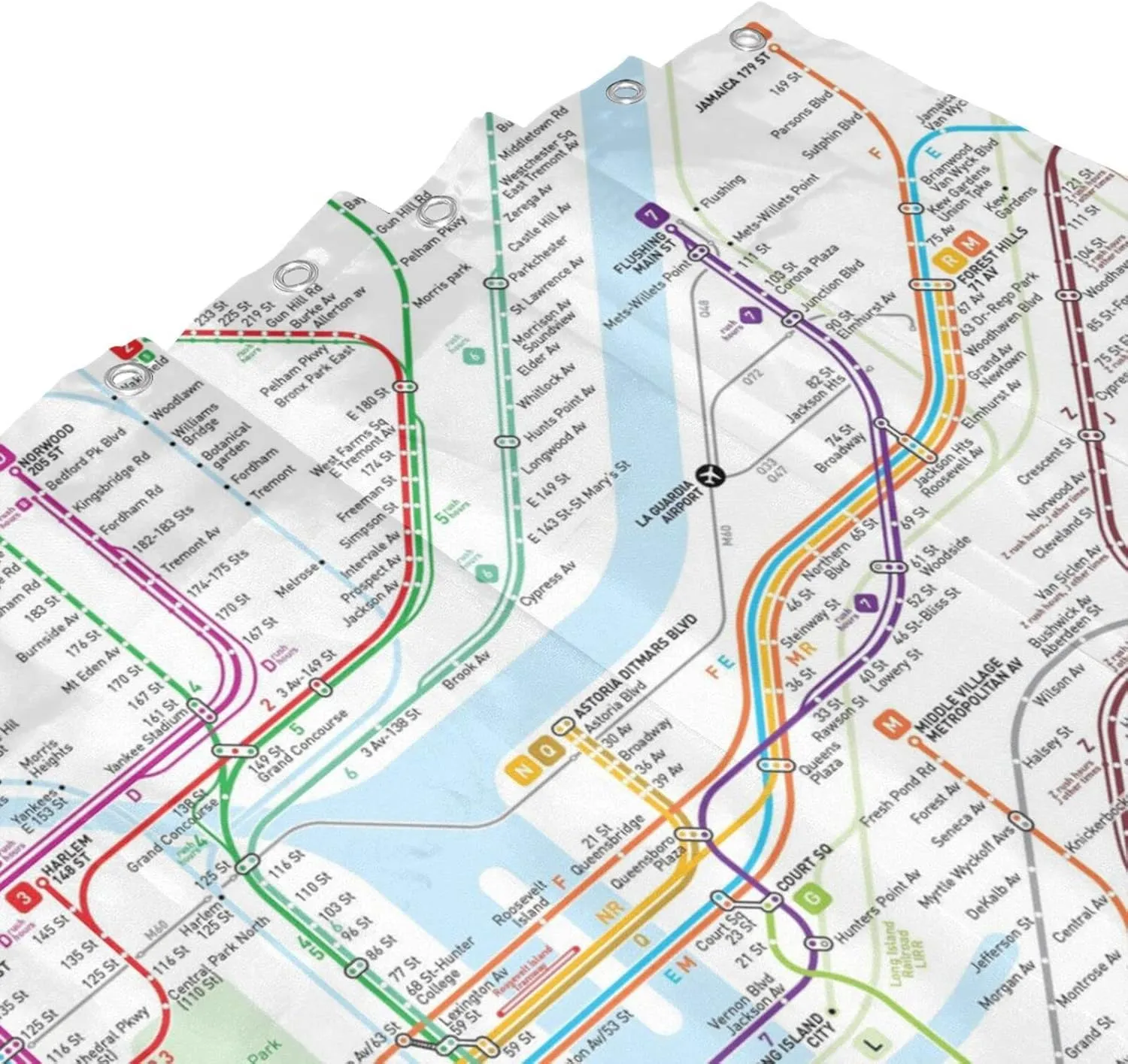 New York Subway Map Shower Curtain White Subway Map Shower Curtains for Bathroom Waterproof Polyester Fabric Shower Curtain Sets with Hooks 72x72 Inch