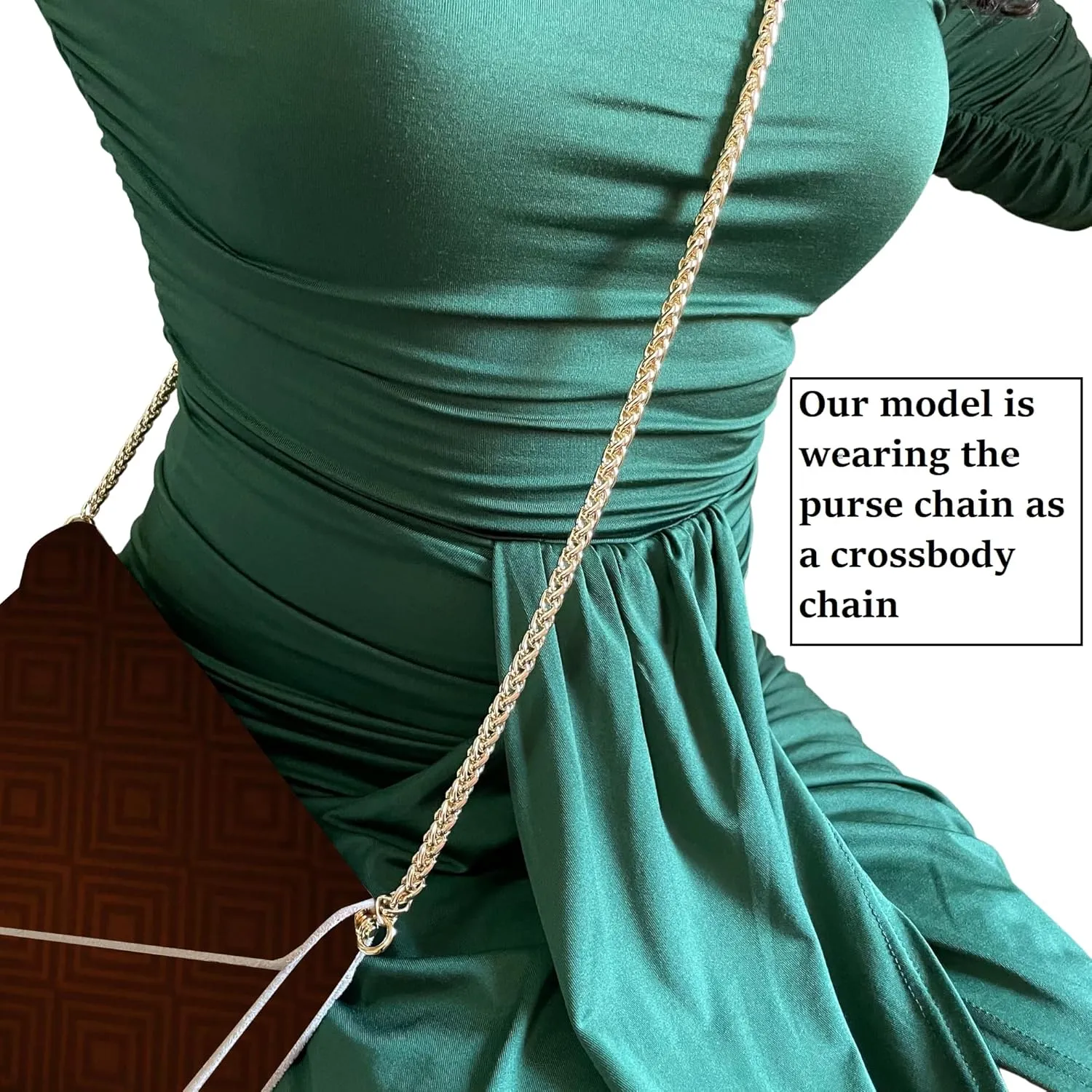 NEXT FASHION Braided Purse Chain Gold Cross Body Shoulder Strap Polished - (16" / 40centimeters)