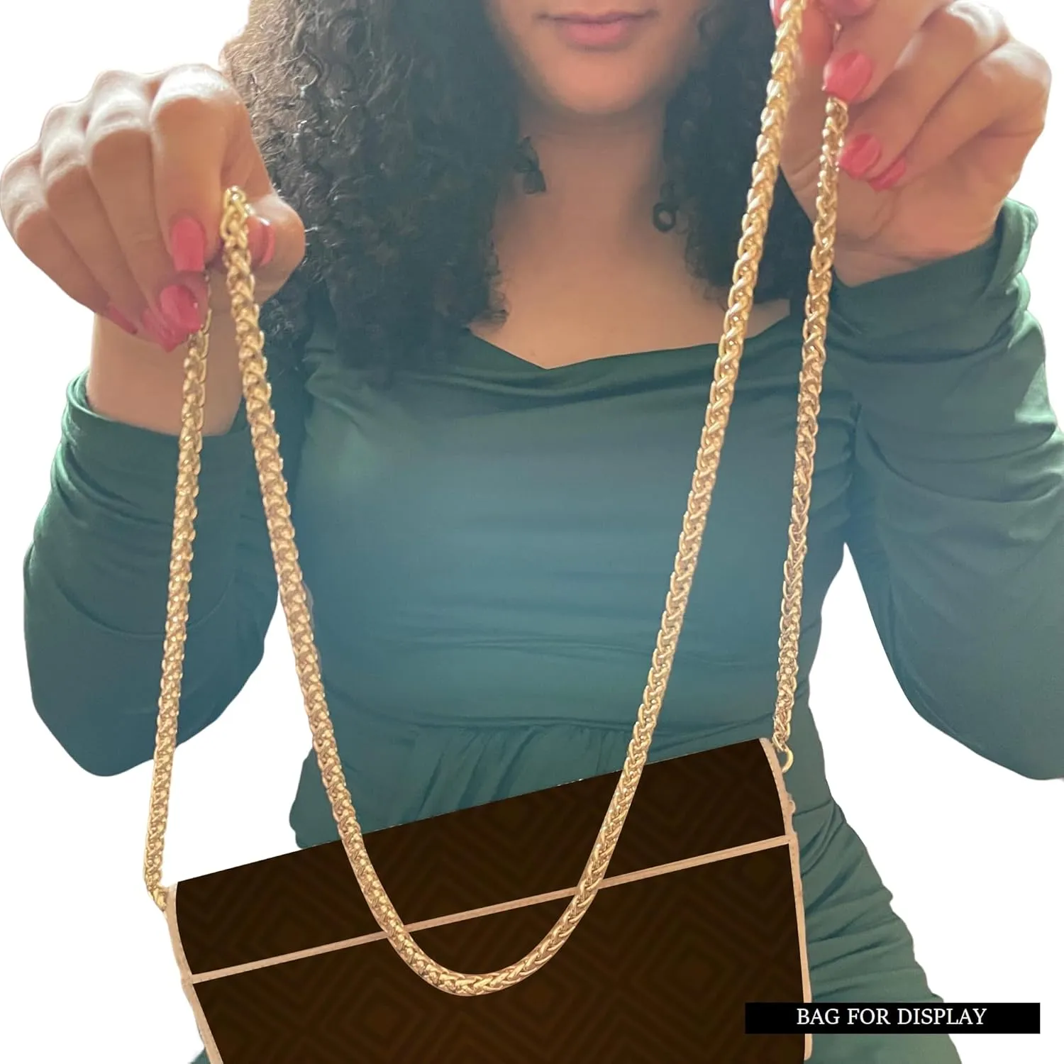 NEXT FASHION Braided Purse Chain Gold Cross Body Shoulder Strap Polished - (32" / 80centimeters)