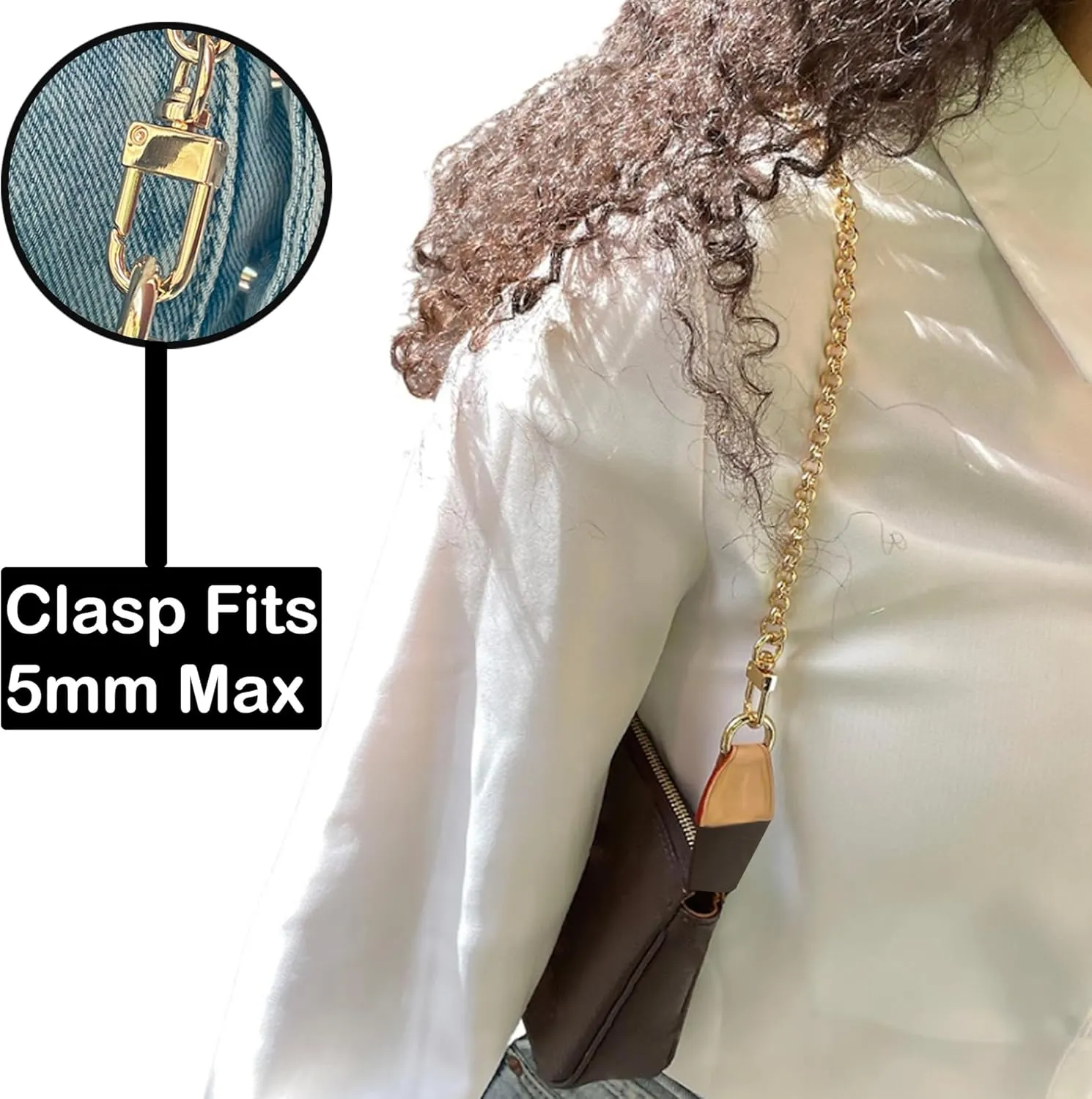 NEXT FASHION NextFashion O Chain Strap Gold Purse Chain (7mm) Wide Polished Crossbody Shoulder Strap - 48" / 120centimeters