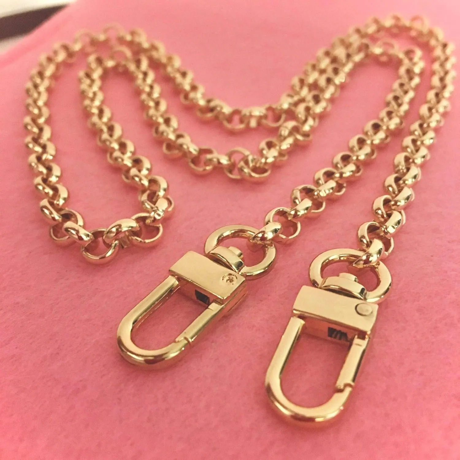 NEXT FASHION NextFashion O Chain Strap Gold Purse Chain (7mm) Wide Polished Crossbody Shoulder Strap - 48" / 120centimeters