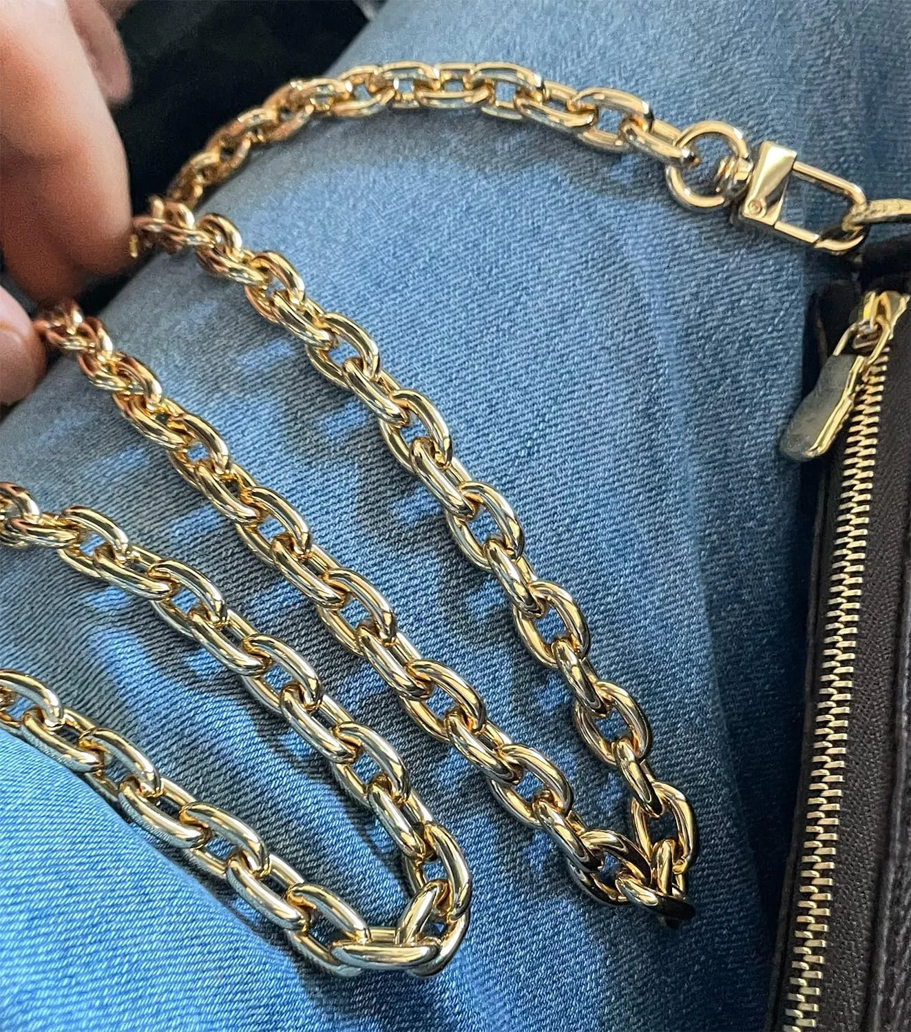 NEXT FASHION Purse Chain Gold Replacement Strap Round (10mm) Shoulder Bag Chain Metal Crossbody Strap - 16" inches