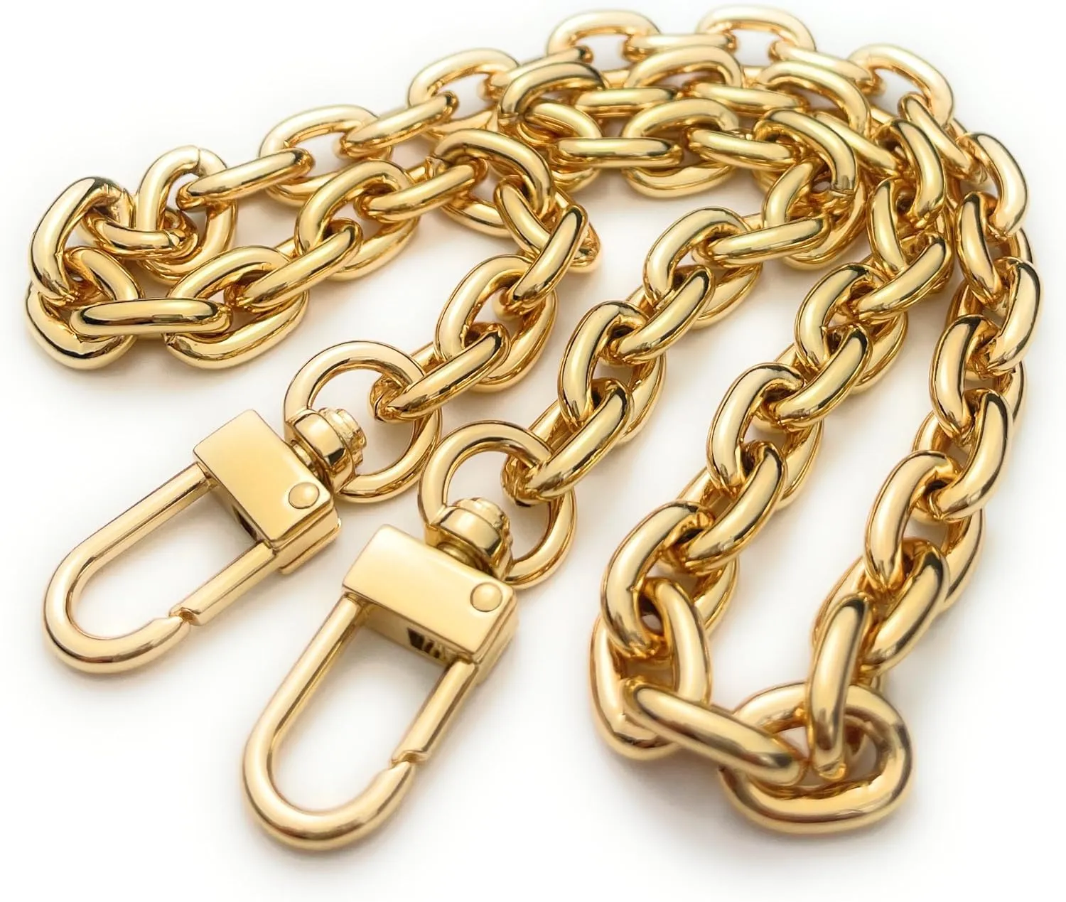 NEXT FASHION Purse Chain Gold Replacement Strap Round (10mm) Shoulder Bag Chain Metal Crossbody Strap - 16" inches