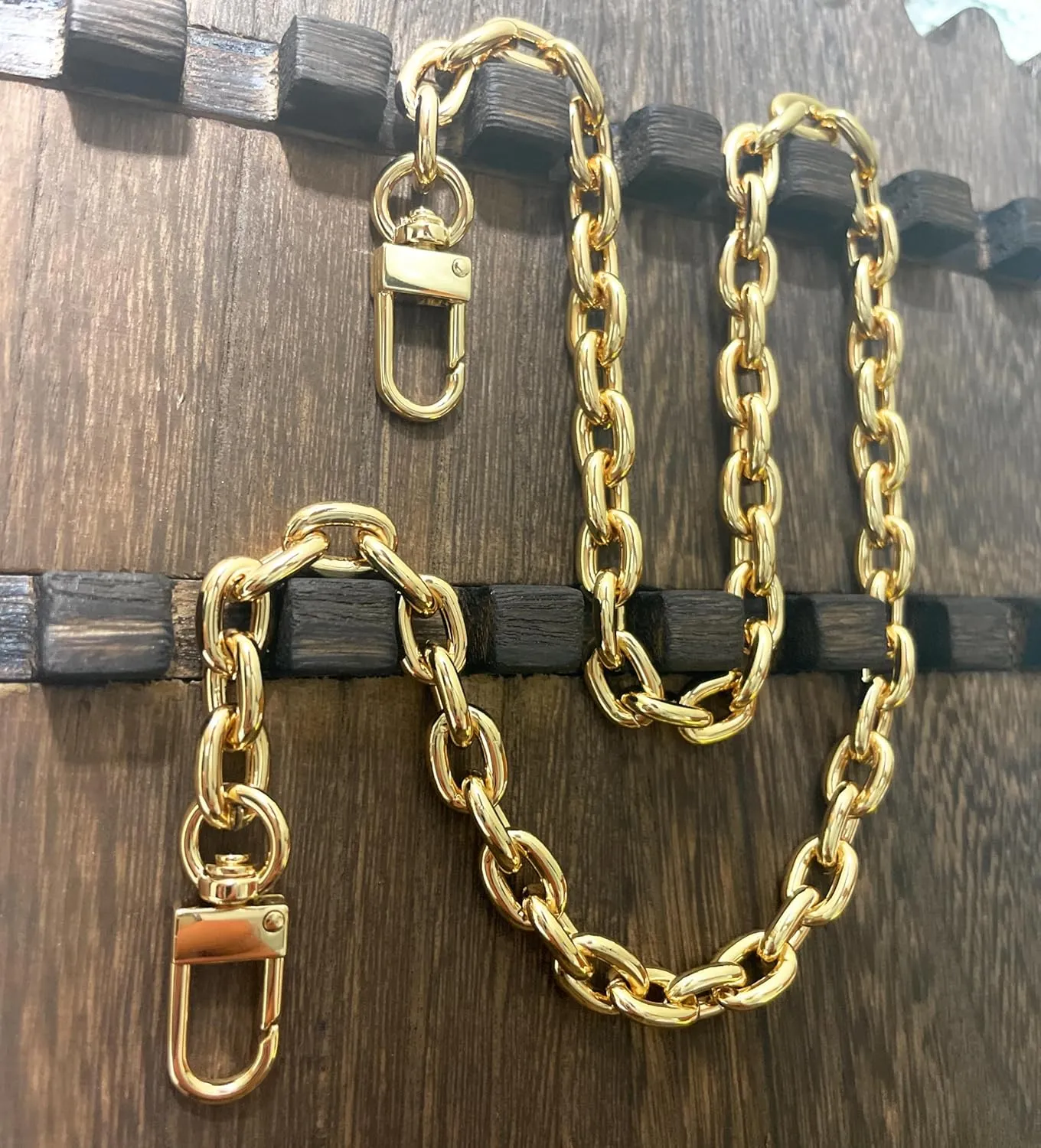 NEXT FASHION Purse Chain Gold Replacement Strap Round (10mm) Shoulder Bag Chain Metal Crossbody Strap - 16" inches