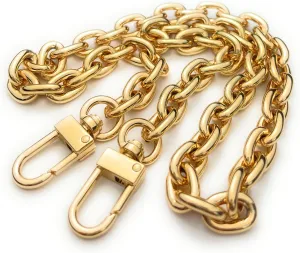 NEXT FASHION Purse Chain Gold Replacement Strap Round (10mm) Shoulder Bag Chain Metal Crossbody Strap - 16" inches