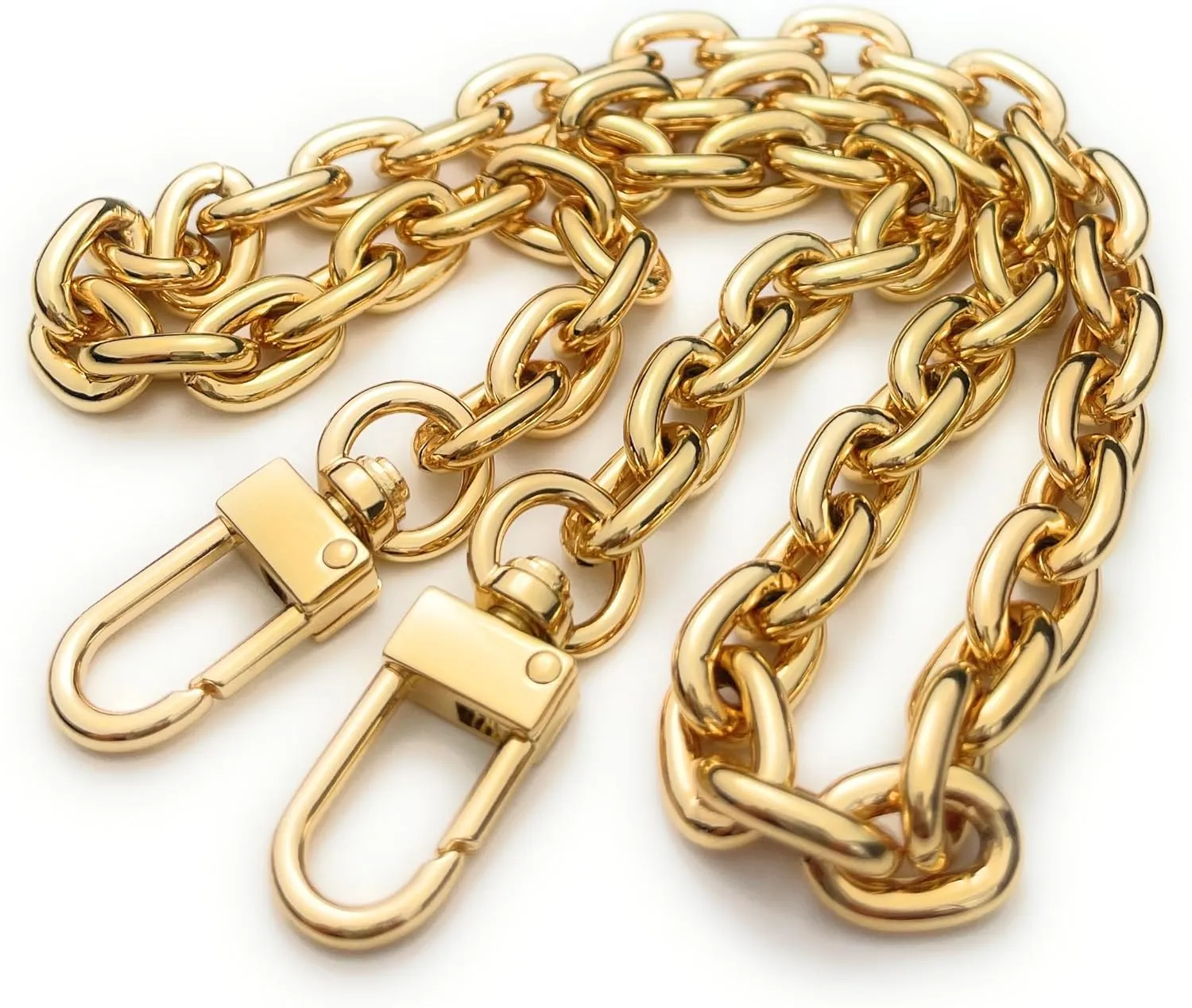 NEXT FASHION Purse Chain Gold Replacement Strap Round (10mm) Shoulder Bag Chain Metal Crossbody Strap - 8" inches
