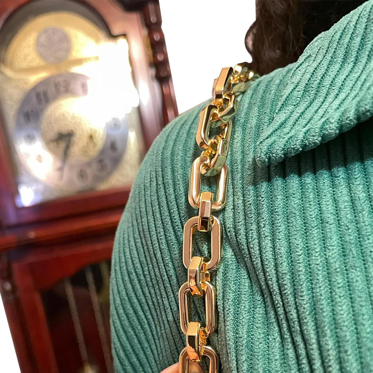 NEXT FASHION Purse Chain Gold Shoulder Strap Metal Crossbody Strap Replacement [12mm] Octagon Rectangle - Gold (40" / 100cm)