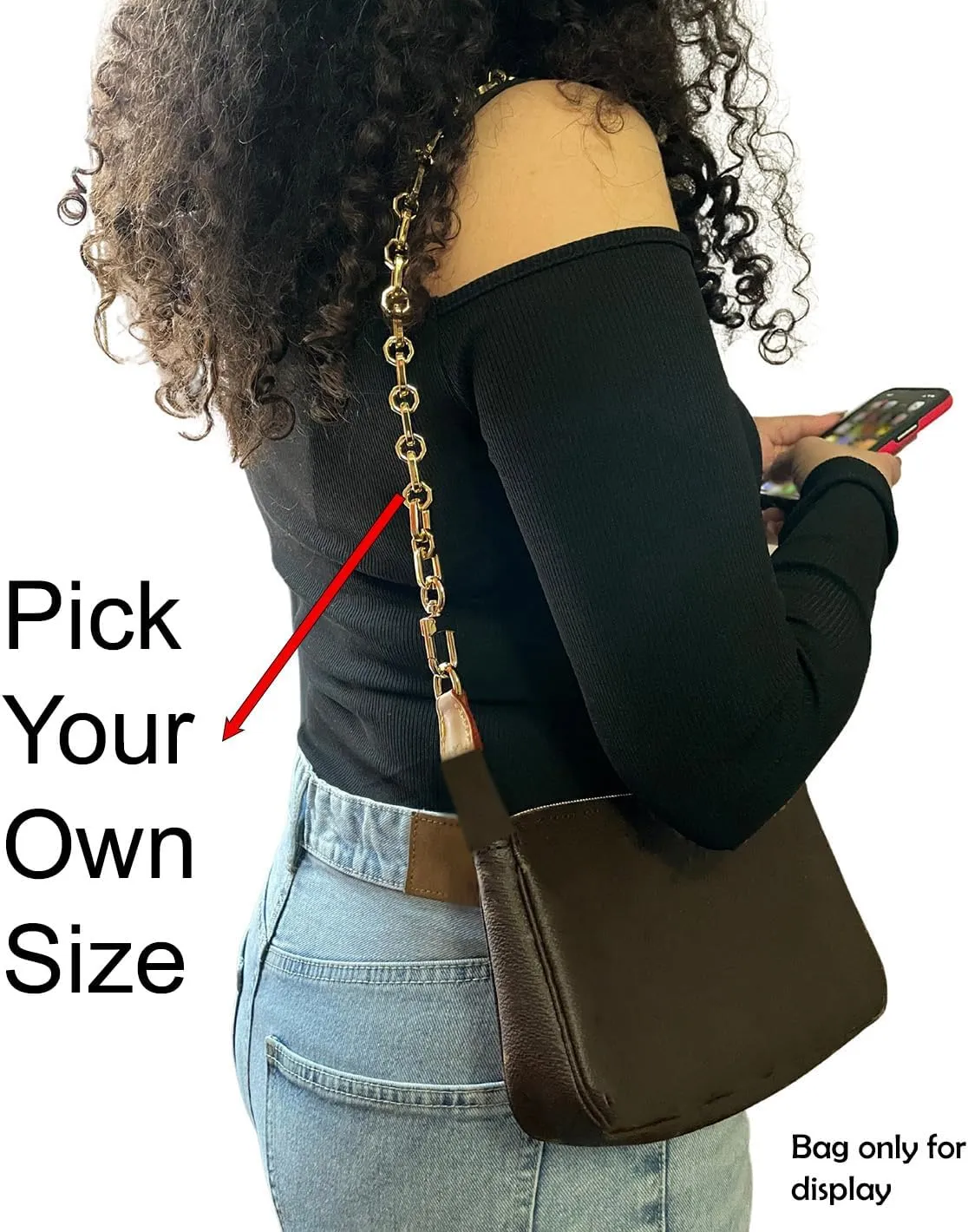 NEXT FASHION Purse Chain Gold Shoulder Strap Metal Crossbody Strap Replacement [12mm] Octagon Rectangle - Gold (40" / 100cm)