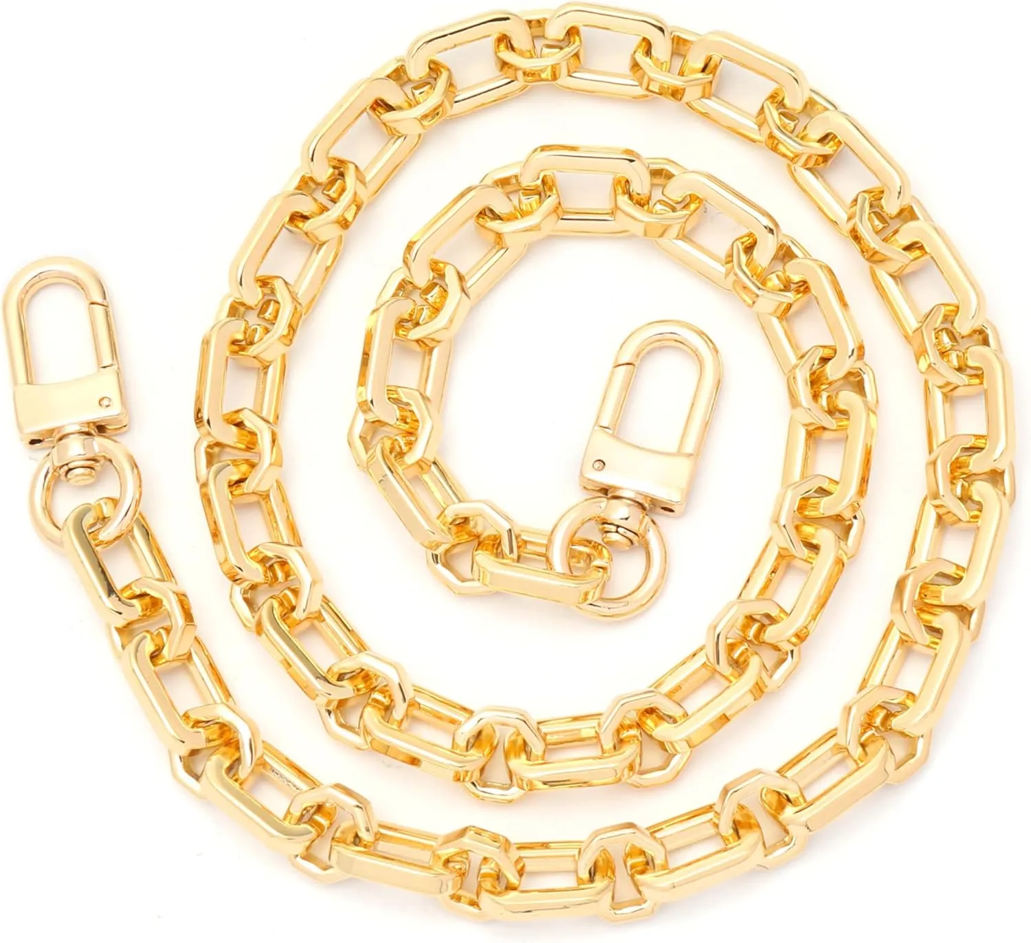 NEXT FASHION Purse Chain Gold Shoulder Strap Metal Crossbody Strap Replacement [12mm] Octagon Rectangle - Gold (40" / 100cm)