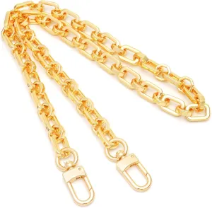 NEXT FASHION Purse Chain Gold Shoulder Strap Metal Crossbody Strap Replacement [12mm] Octagon Rectangle - Gold (40" / 100cm)