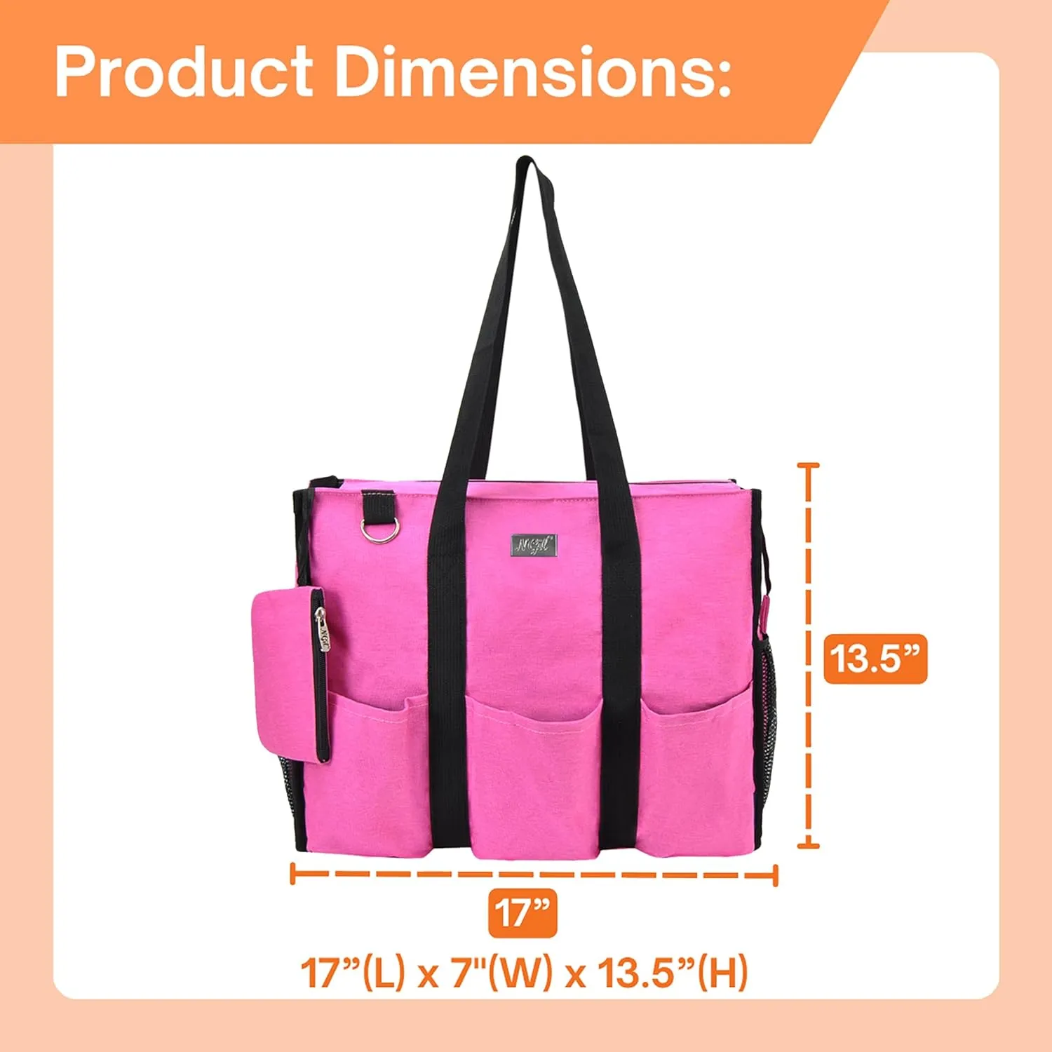 NGIL Utility Canvas Multi Pocket Tote Bag with Coin Purse, Work Bags for Women with Multiple Pockets Exterior & Interior