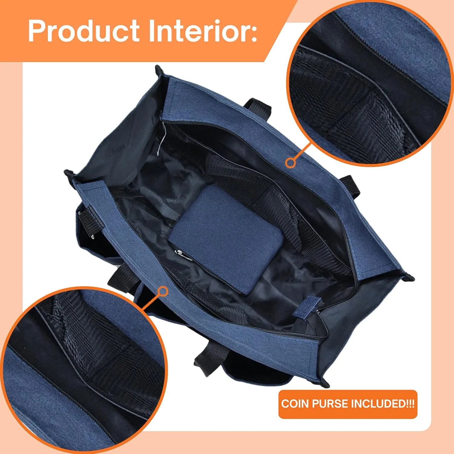 NGIL Utility Canvas Multi Pocket Tote Bag with Coin Purse, Work Bags for Women with Multiple Pockets Exterior & Interior